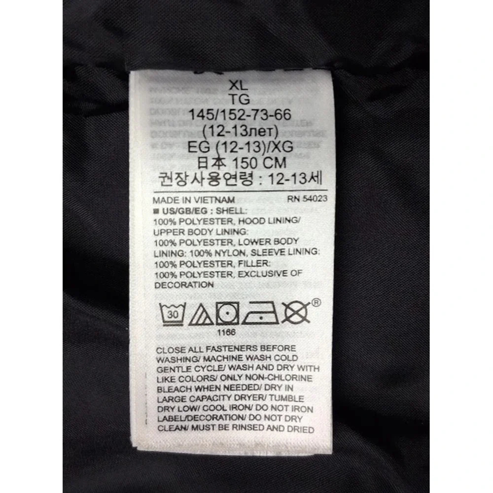 Gap Kids XL Black Puffer Jacket Removable Hood Fleece Lining Unisex Warm